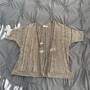 dressbarn Taupe Open-Front Cardigan